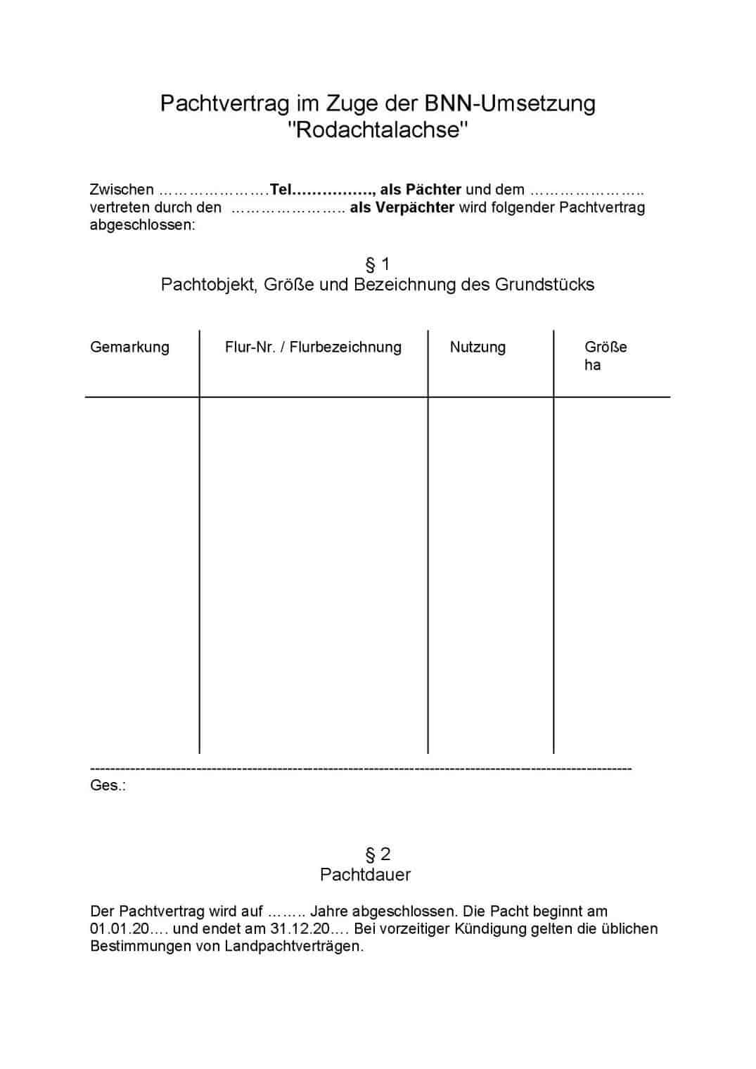 Pachtvertrag LK Coburg