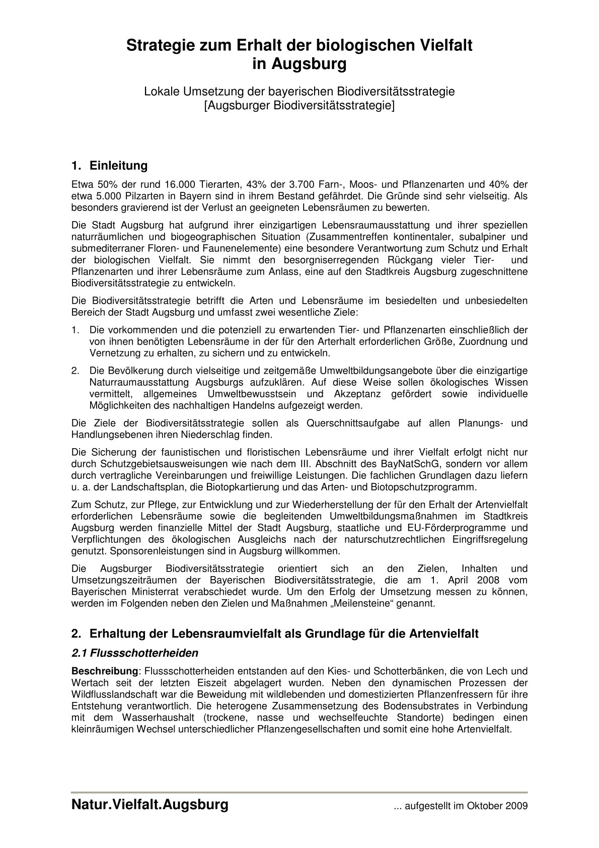 Biodiversitätsstrategie Augsburg 2009