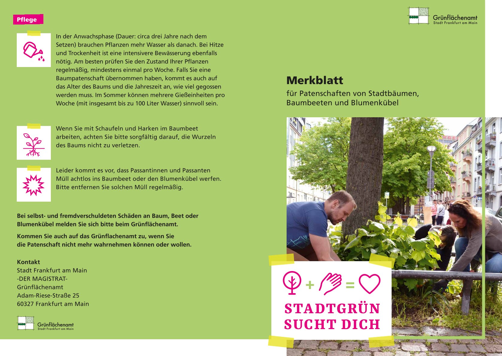Stadtgrün sucht dich - Merkblatt