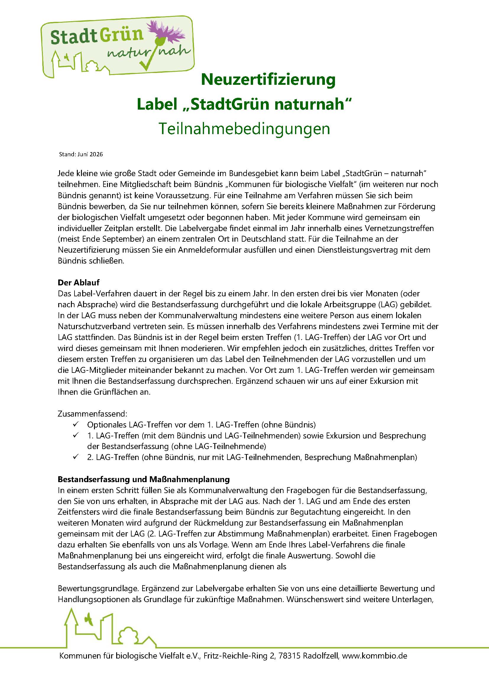 Teilnahmebedingungen Neuzertifizierung
